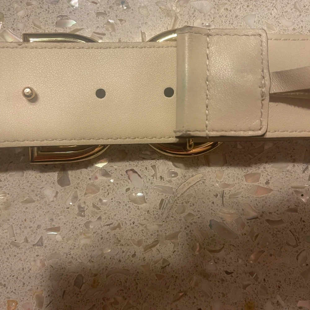 Dolce&Gabbana Leather Belt White Gold